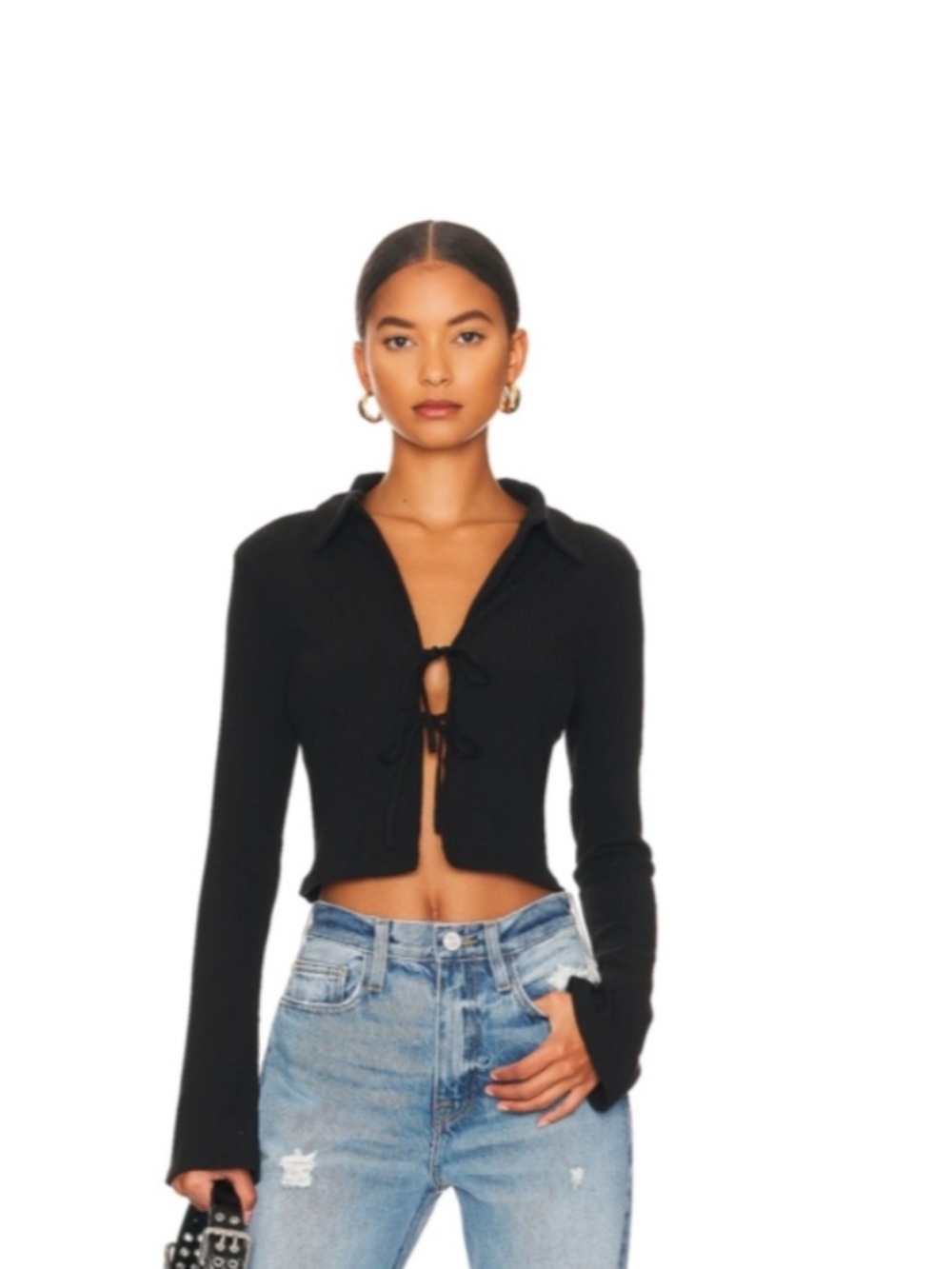 Frame Front Tie Bell Sleeve Top